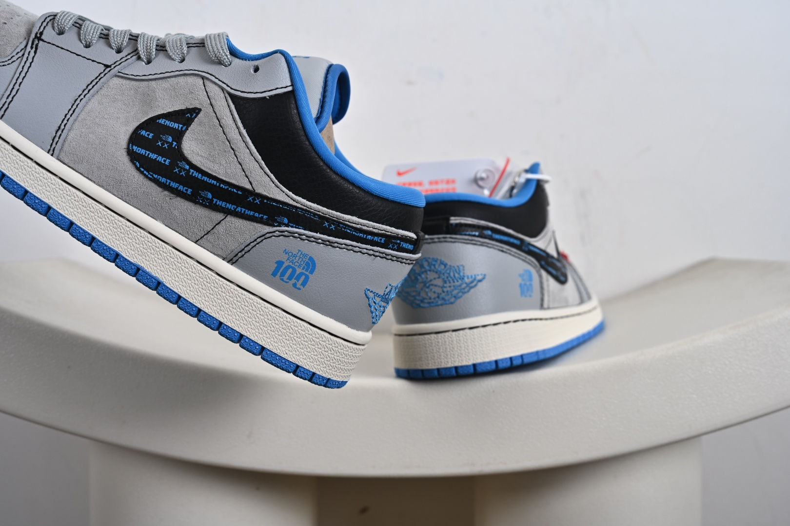 高端定制Air Jordan 1 Low AJ1 乔1 “北面联名---灰蓝猪八”高端定制 低帮复古篮球鞋 LD2025-002