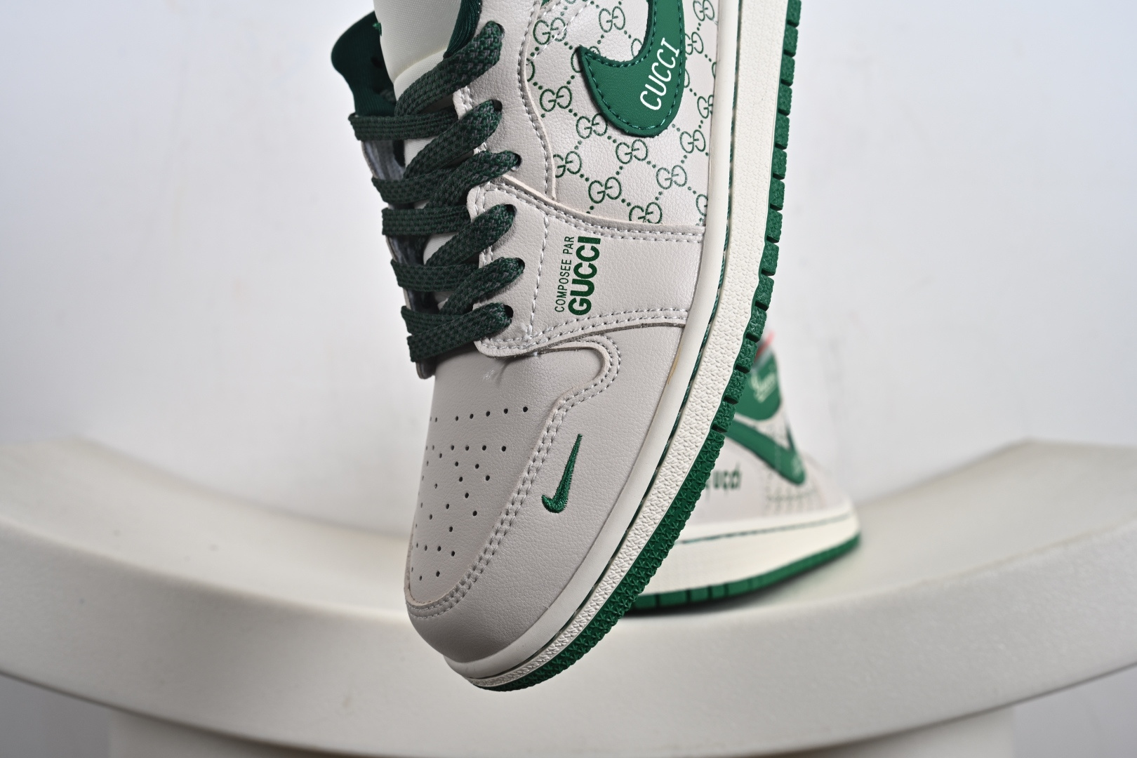 260 定制版 高端定制Air Jordan 1 Low AJ1 乔1 “古驰联名---米白灰绿古驰印花”高端定制 低帮复古篮球鞋 QD1988-001