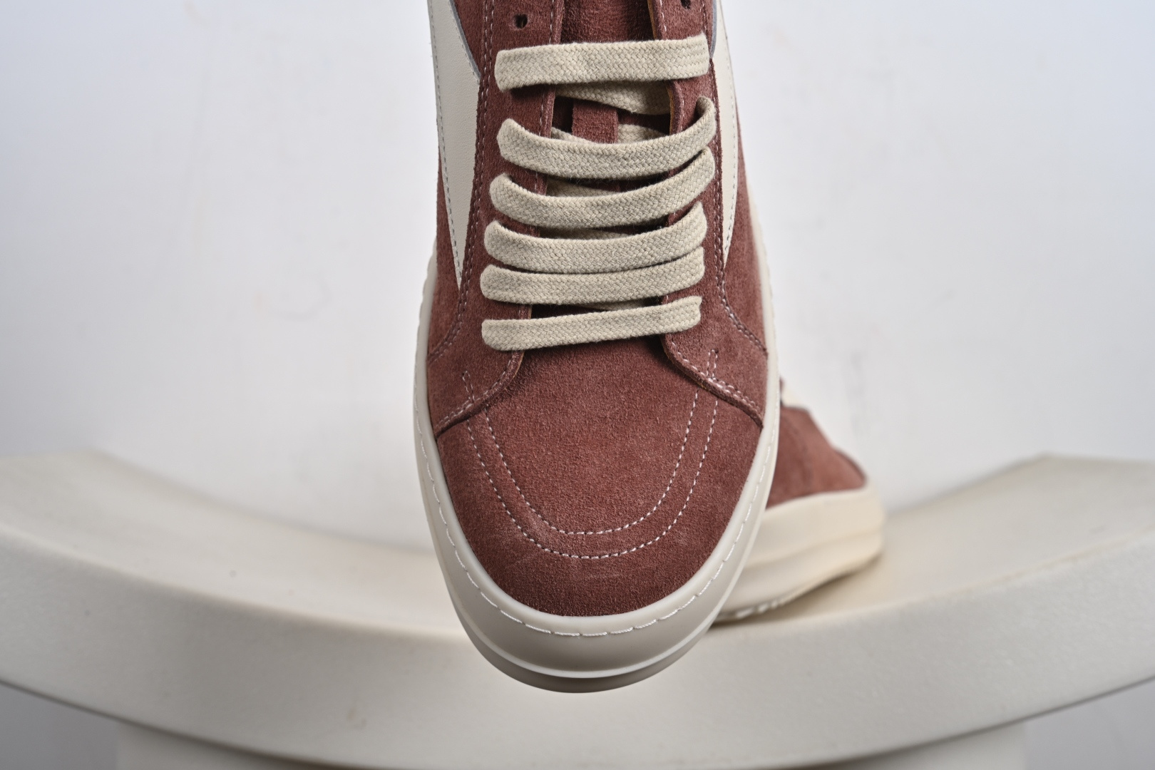 450 瑞克·欧文斯Rick Owens支线品牌DRKSHDW SS23 EDFU Vintage Low- Sneakers”Grey/Milk”低帮厚底板鞋“皮革雾灰奶白侵权款”RU01D3897 LCOLVS 811