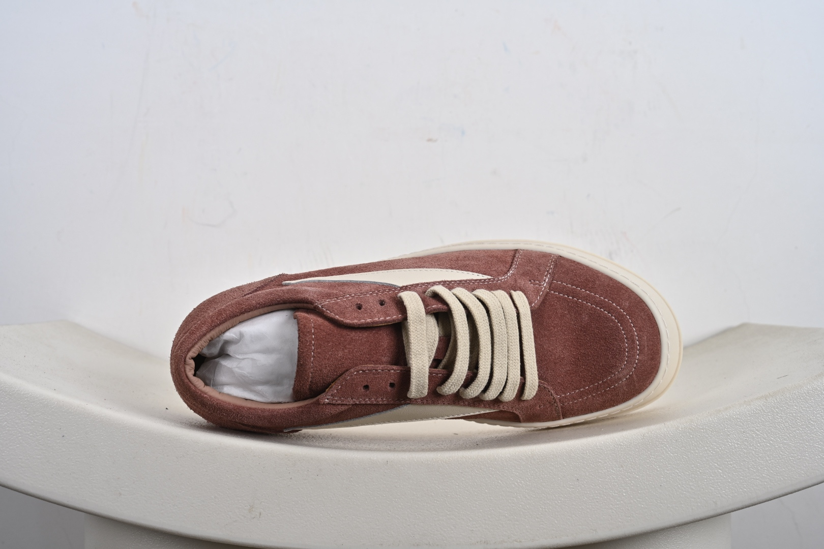 450 瑞克·欧文斯Rick Owens支线品牌DRKSHDW SS23 EDFU Vintage Low- Sneakers”Grey/Milk”低帮厚底板鞋“皮革雾灰奶白侵权款”RU01D3897 LCOLVS 811