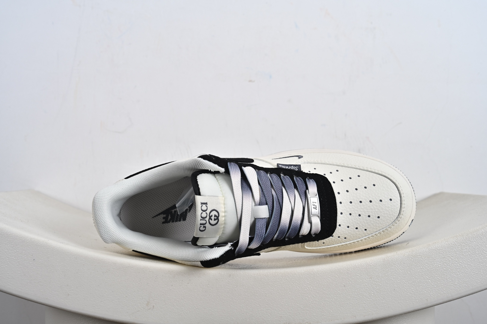 240 定制版 NK Air Force 1'07 Low 古驰联名 米白黑帆布钩 空军一号低帮休闲板鞋 XD2588-605