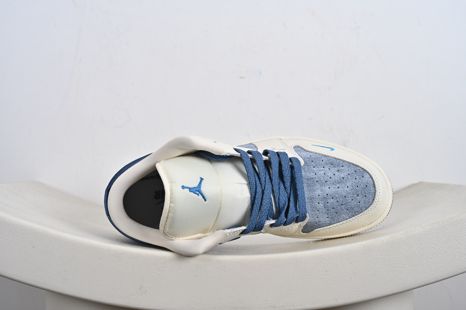 定制版 高端定制Air Jordan 1 Low AJ1 乔1 “联名---灰牛仔深蓝钩 高端定制 低帮复古篮球鞋 QD1988-003