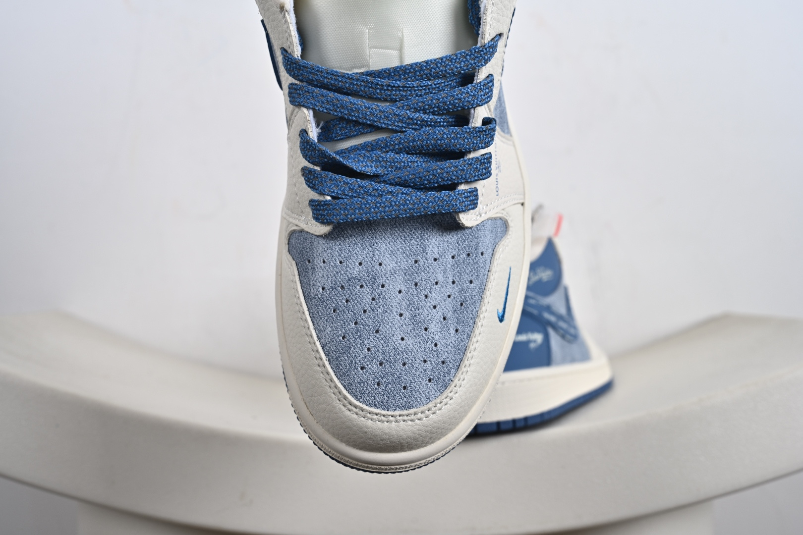 定制版 高端定制Air Jordan 1 Low AJ1 乔1 “联名---灰牛仔深蓝钩 高端定制 低帮复古篮球鞋 QD1988-003