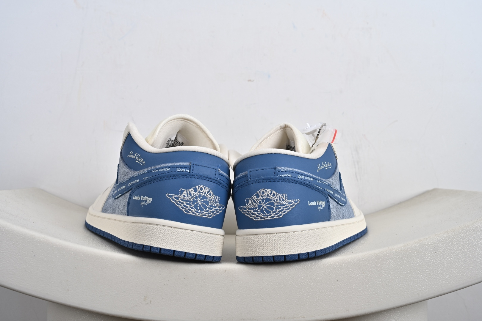 定制版 高端定制Air Jordan 1 Low AJ1 乔1 “联名---灰牛仔深蓝钩 高端定制 低帮复古篮球鞋 QD1988-003