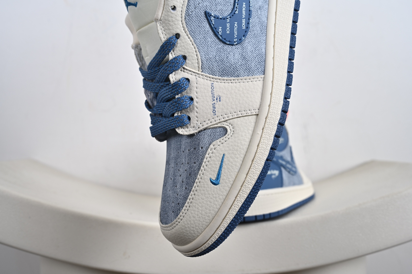 定制版 高端定制Air Jordan 1 Low AJ1 乔1 “联名---灰牛仔深蓝钩 高端定制 低帮复古篮球鞋 QD1988-003