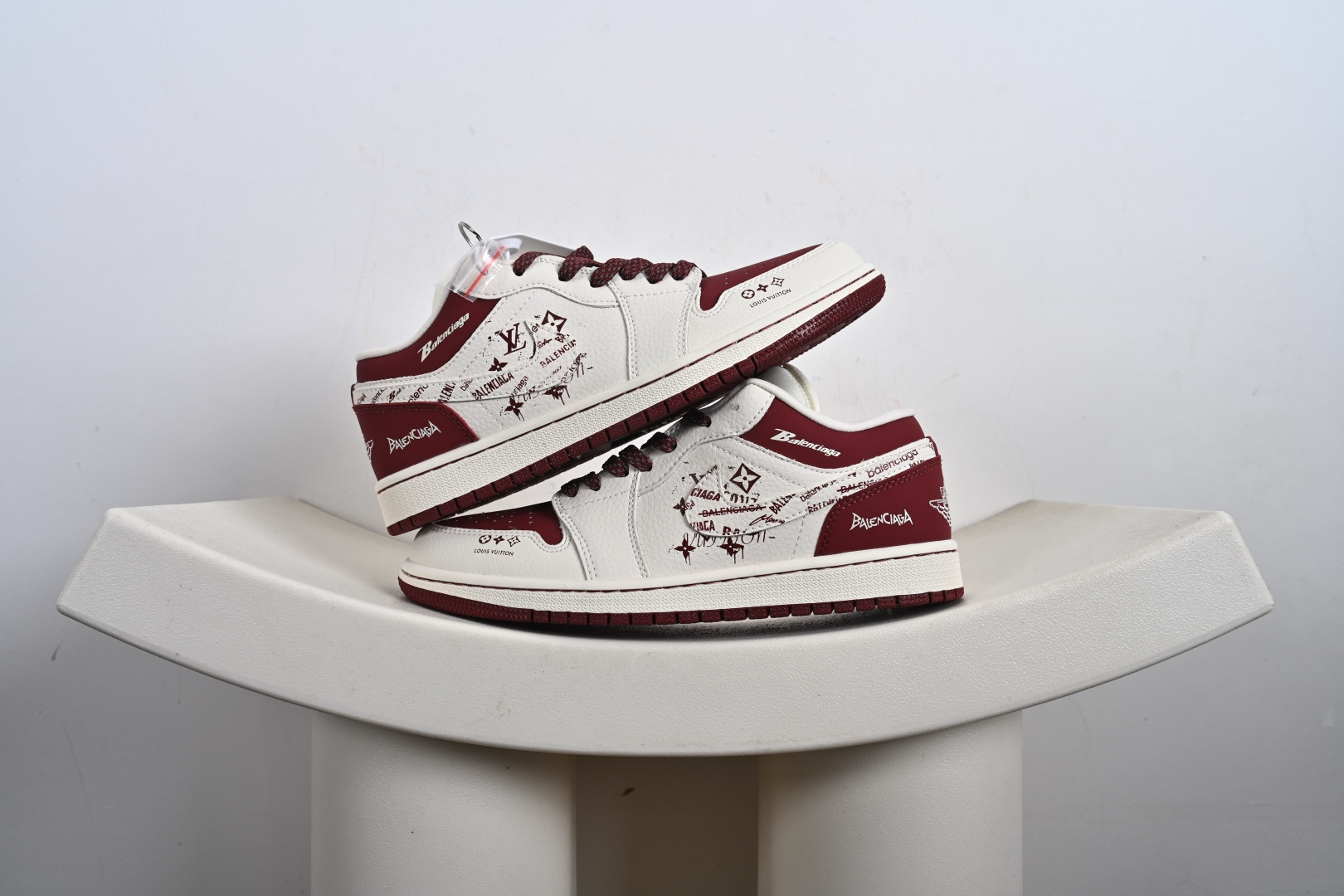 Balenciaga x Air Jordan 1 Low 酒红 LV印花 QD1988-005