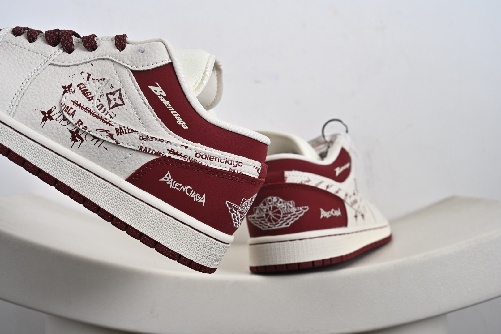 Balenciaga x Air Jordan 1 Low 酒红 LV印花 QD1988-005