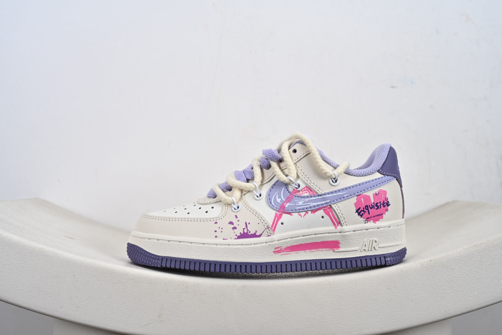 240 手绘涂鸦“紫粉表白”Nike Air Force 1 “Confession”空军一号定制板鞋 BD7701-220