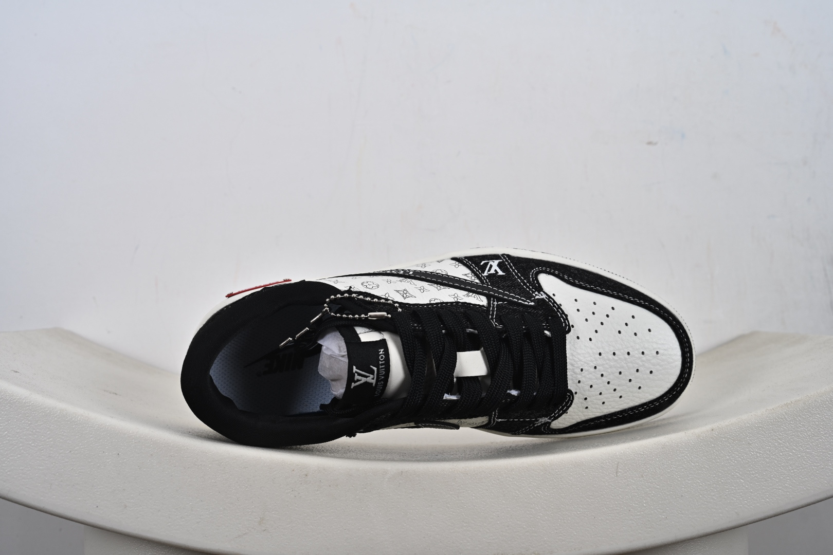 260 定制版 Travis Scott x Fragment Design x Air Jordan 1 Low SP AJ1 乔1LV联名 白黑牛仔 低帮文化休闲板鞋 SC0601-054