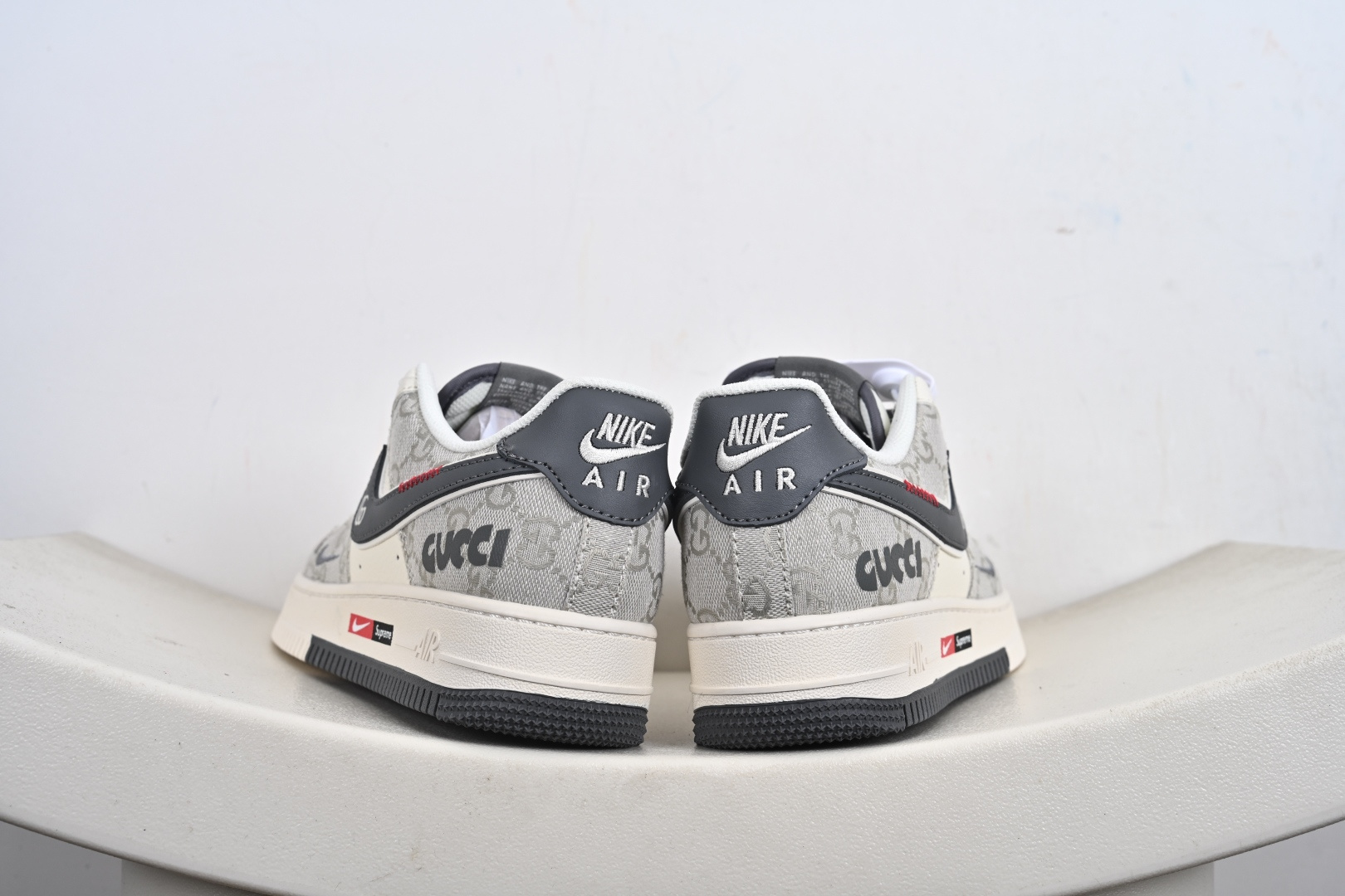 定制版 Nike Air Force 1'07 Low 古驰联名 花纹米灰红 空军一号低帮休闲板鞋 MZ9588-808