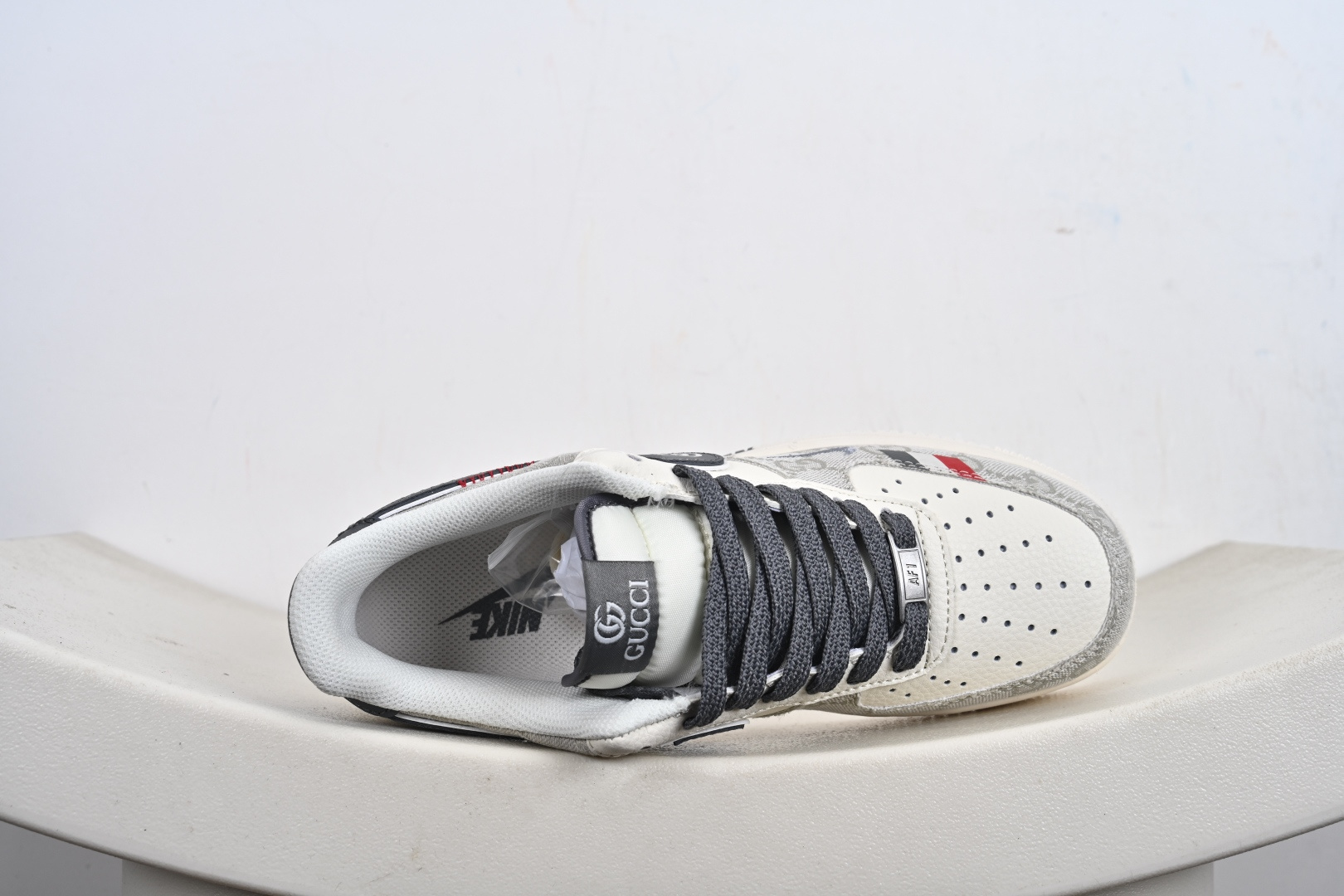 定制版 Nike Air Force 1'07 Low 古驰联名 花纹米灰红 空军一号低帮休闲板鞋 MZ9588-808