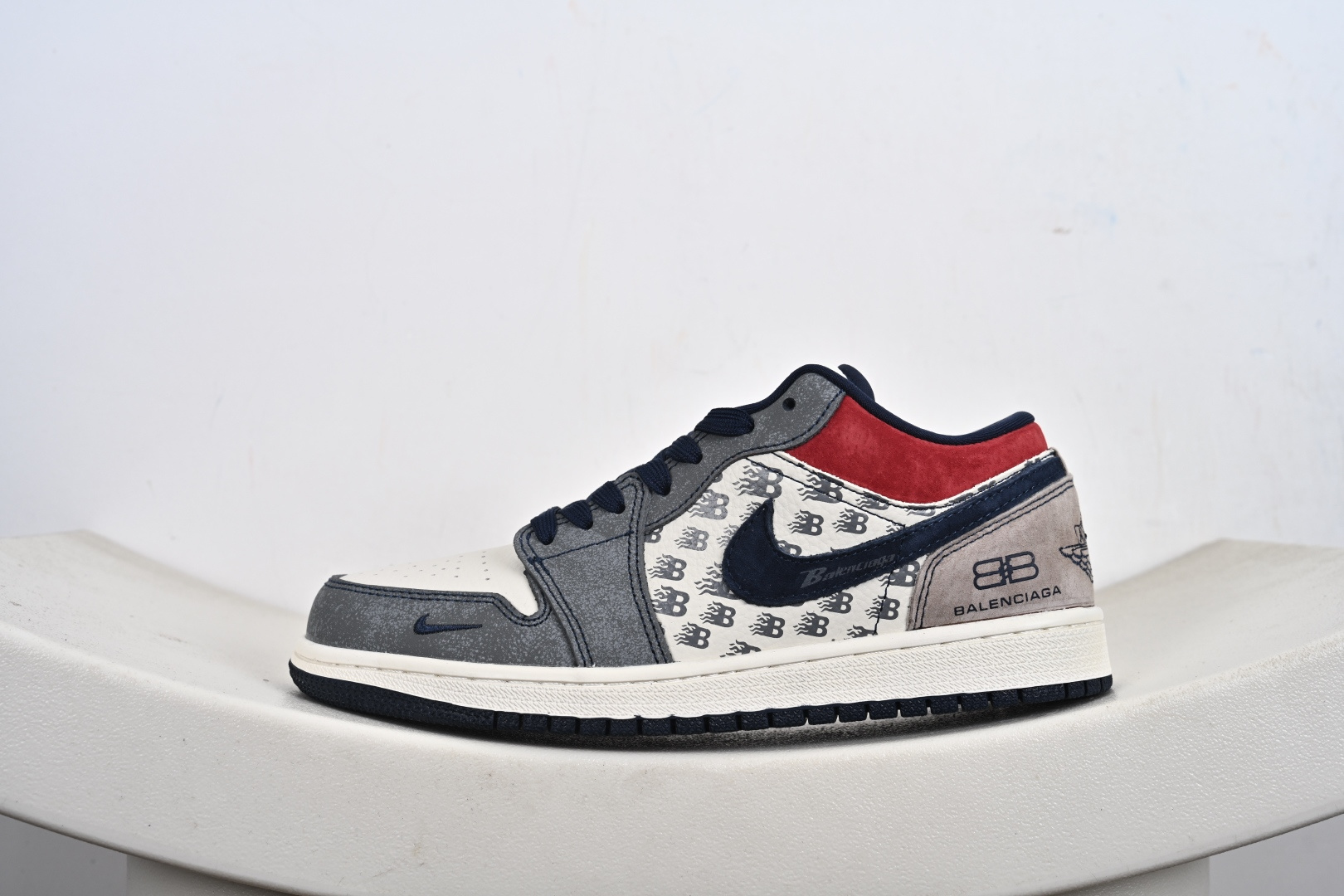 260 定制版高端定制Air Jordan 1 Low AJ1 乔1 “巴黎世家联名---灰红蓝猪八”高端定制 低帮复古篮球鞋 QD1988-008