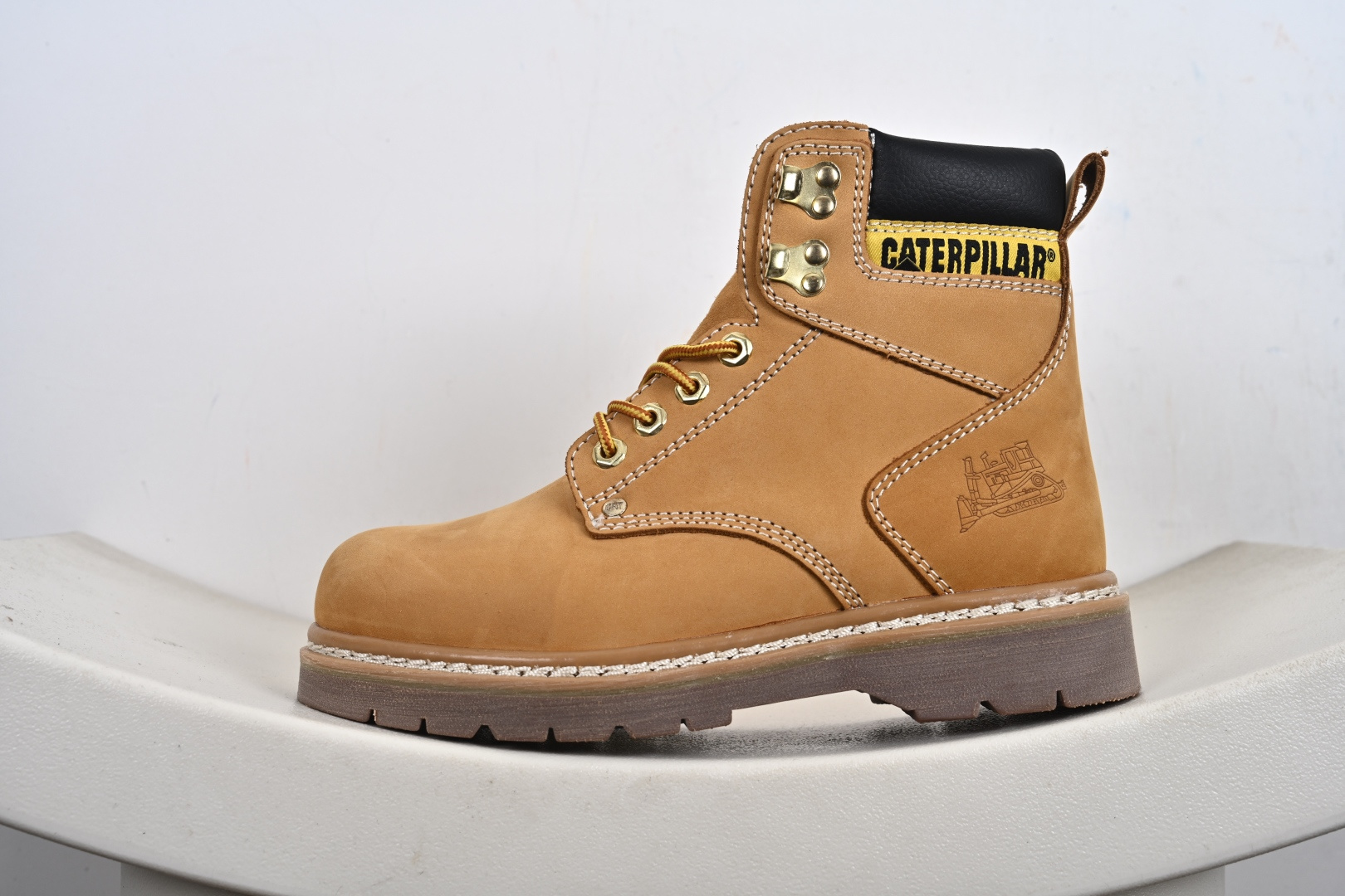 260 硬汉推土机品牌CAT卡特 BRUISERB4C Founder 高帮加绒马丁靴冬季户外休闲鞋潮流工装靴“麦黄黑水晶底 P441009G3UDR401