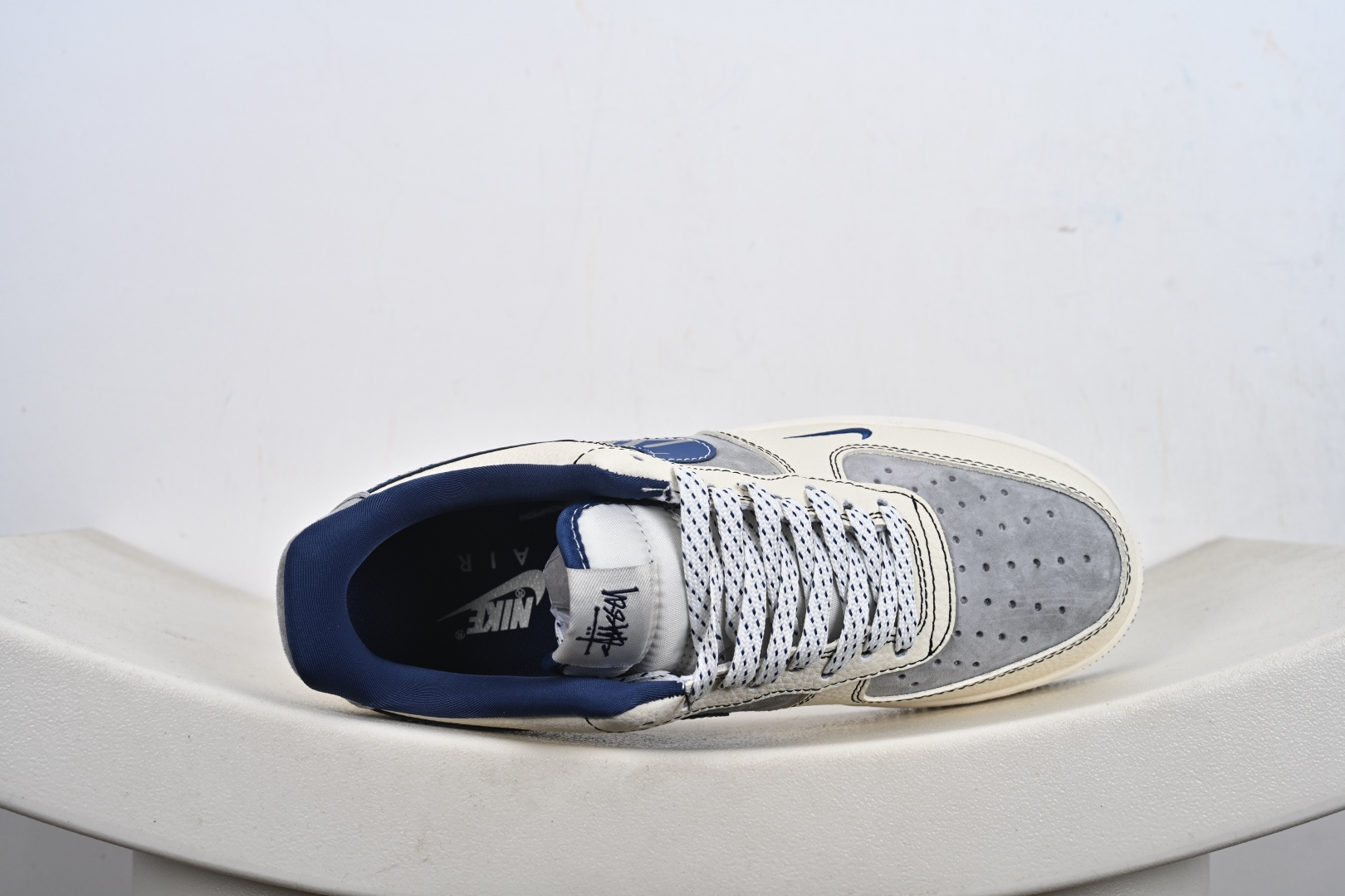 240 定制版 Nike Air Force 1'07 Low 斯图西联名 双拼花蓝勾 空军一号低帮休闲板鞋 XL1979-123