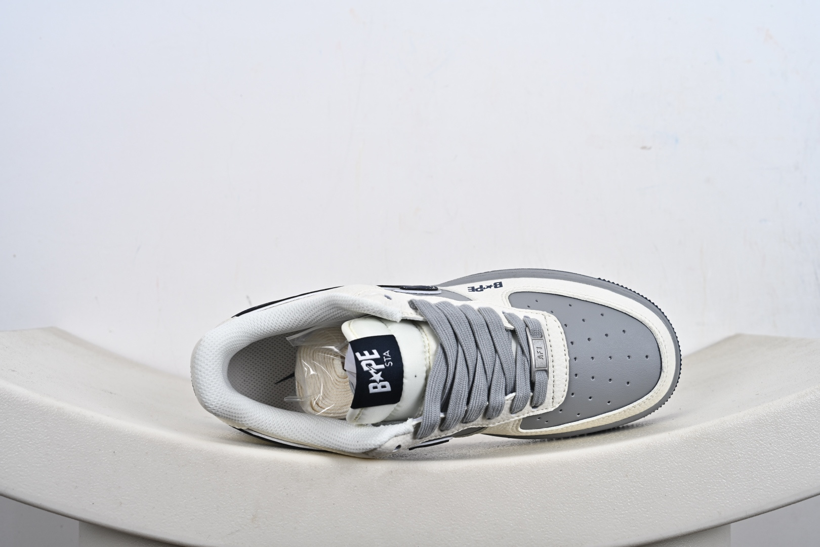 定制版Nike Air Force 1'07 Low 猿人头BaPe联名 米灰蓝 空军一号低帮休闲板鞋 SM6668-111