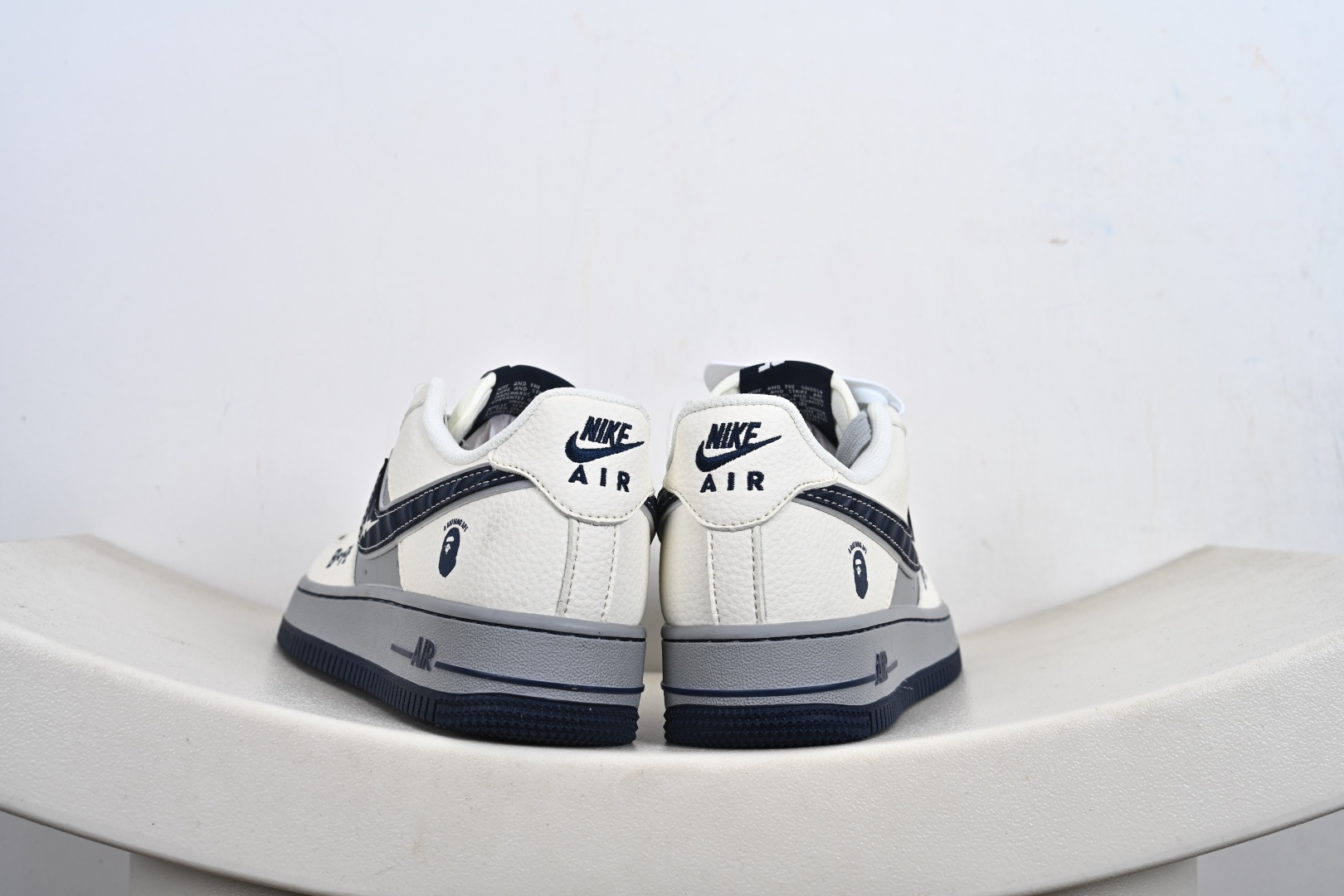 定制版Nike Air Force 1'07 Low 猿人头BaPe联名 米灰蓝 空军一号低帮休闲板鞋 SM6668-111