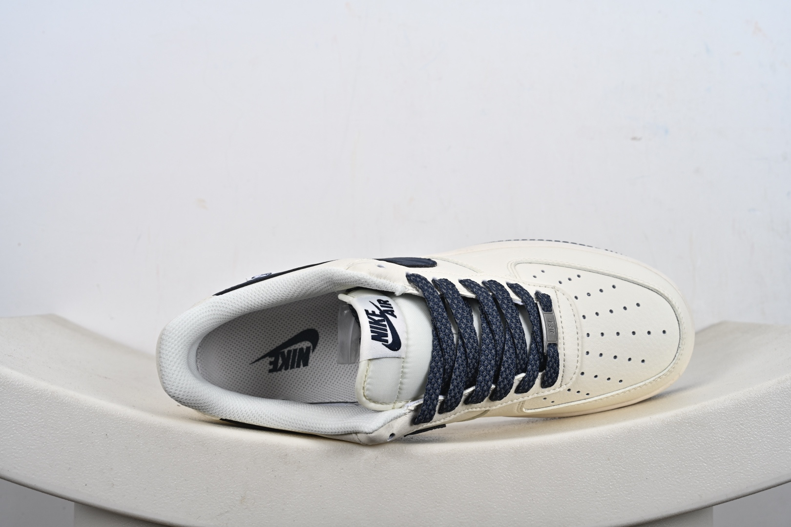 定制版Nike Air Force 1'07 Low 耐克压纹 米白深蓝树纹 空军一号低帮休闲板鞋 SM6668-122