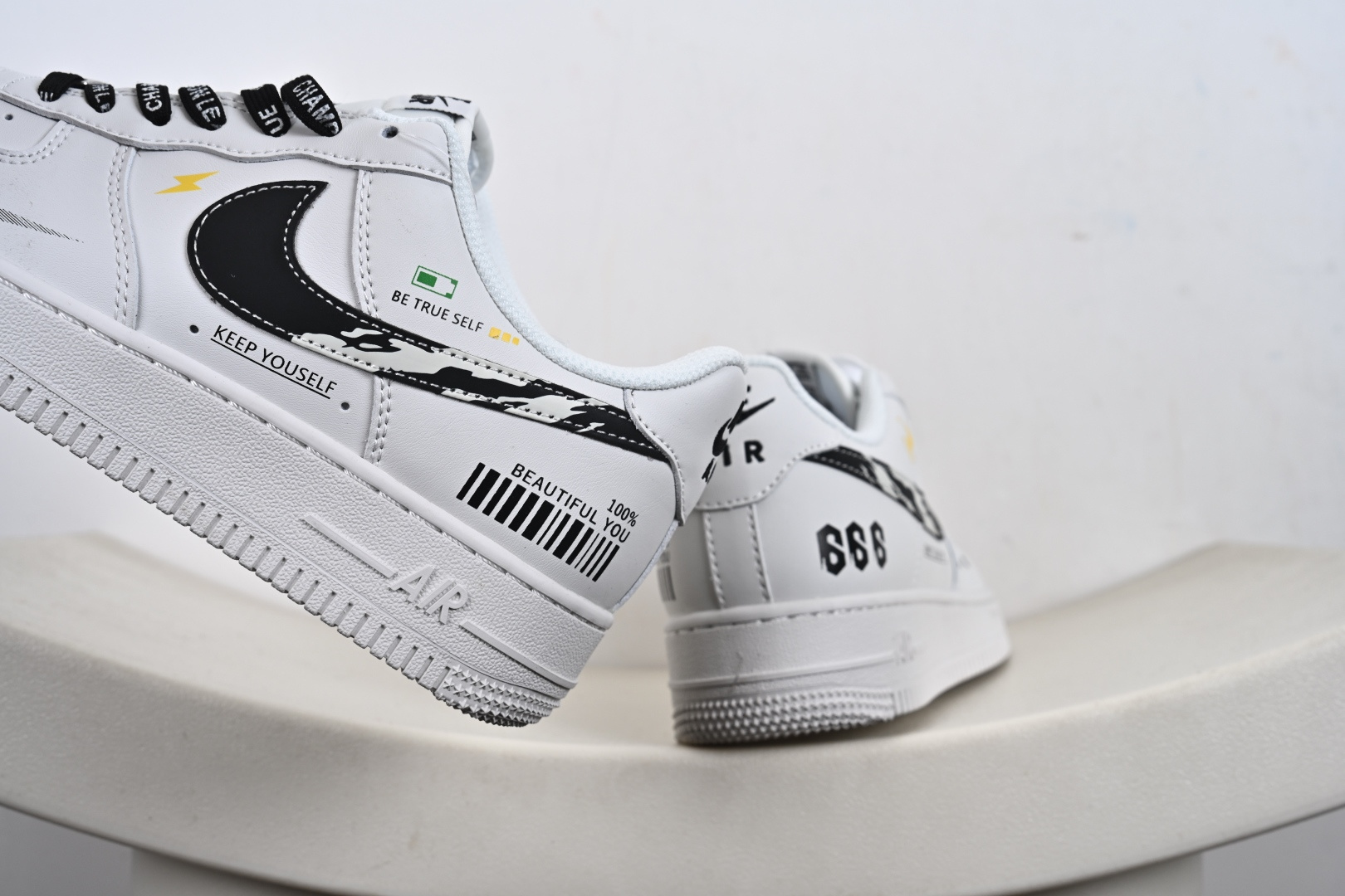 定制版Nike Air Force 1 '07 Low 白黑条形码 空军一号低帮休闲板鞋 JP8028-072