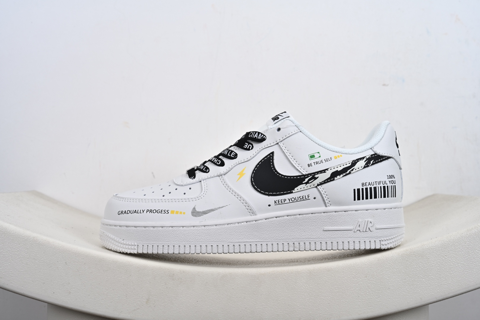 定制版Nike Air Force 1 '07 Low 白黑条形码 空军一号低帮休闲板鞋 JP8028-072
