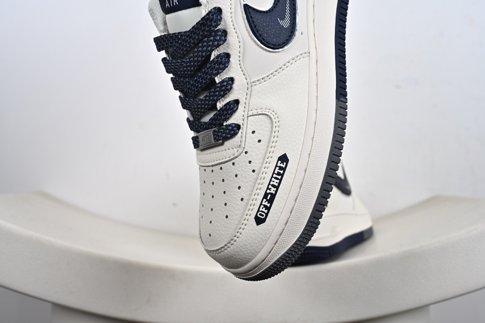 定制版Nike Air Force 1'07 Low 联名 双拼米灰蓝 空军一号低帮休闲板鞋 QW5836-026