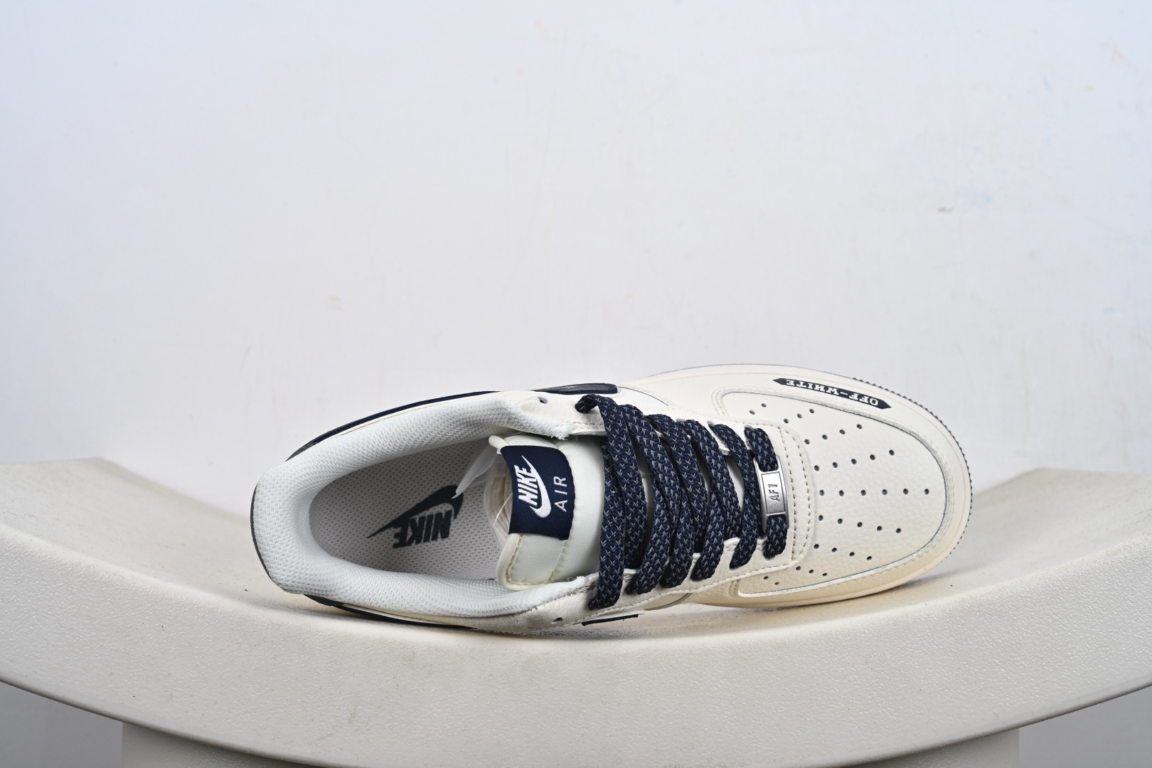 定制版Nike Air Force 1'07 Low 联名 双拼米灰蓝 空军一号低帮休闲板鞋 QW5836-026