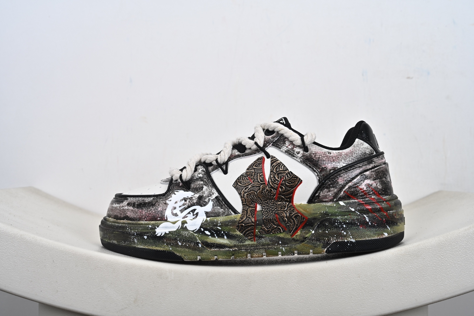 280 MLB Chunky Liner New York Yankees 绑带做旧 定制配色学长鞋系列低帮老爹风轻量增高厚底百搭休闲运动慢跑鞋 3ASXCA12N(C0001)