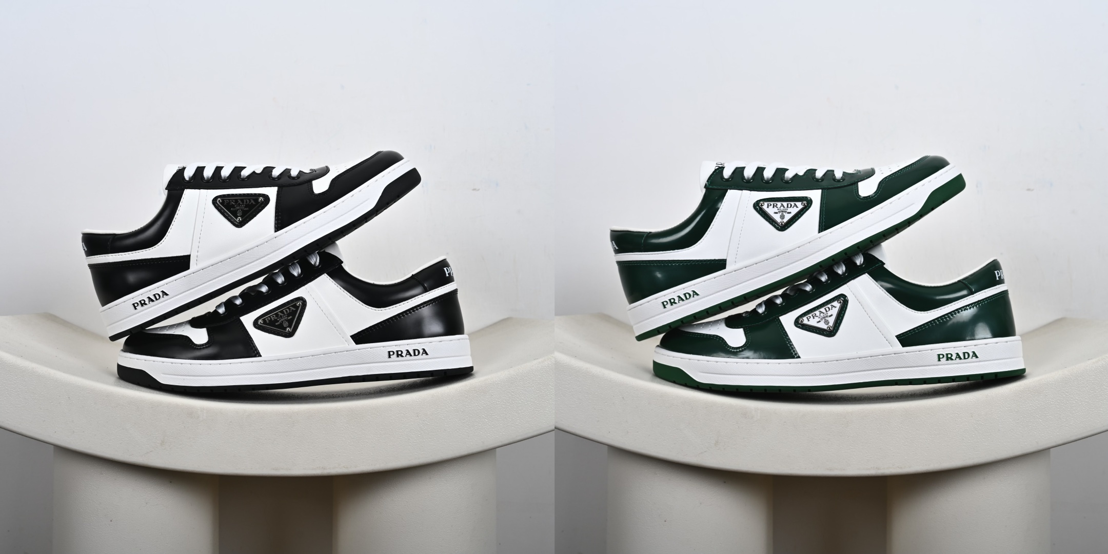 #合集💕
本地💰390优势放店
PRADA 普拉达 Prada Downtown 低帮休闲板鞋 海淘代购同渠道品质 高端零售 外贸充正专供 原版购入开发 ZP级全套包装 完美楦型 原楦数据开发版型 采用粒面头层牛皮鞋面材质内嵌灌注式 PU乳胶缓震鞋垫外 置3.5cmTPR抽真空橡胶鞋底 原版定制标志性的珐琅三角形金属徽标 
尺码：39 40 41 42 43 44 45 46-M1-G5皮鞋尺码 比运动鞋偏大一码