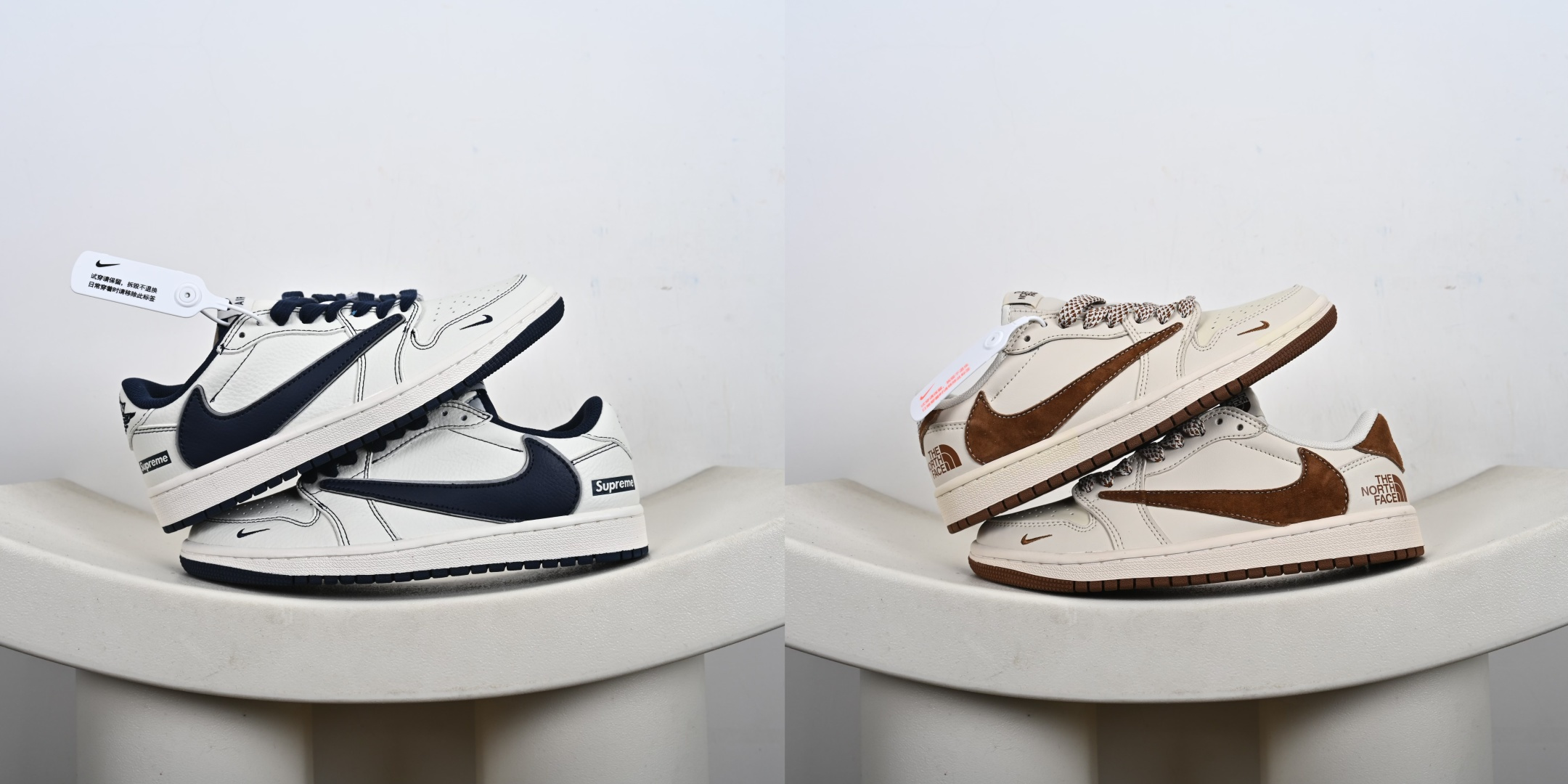 #合集💕
本地💰150支持放店
The North Face x Supreme x Travis Scott x Air Jordan 1 Low乔丹1代低帮倒钩 定制配色 原厂内置气垫魔块 A模大底 头层小牛皮 鞋舌AJ原厂专用牛津布+AJ专用反口珍珠布+原厂无杂质高弹内里海棉+特殊封边弹力鞋带 
货号:DM7866-001、DS2088-007、
SIZE：36 36.5 37.5 38 38.5 39 40 40.5 41 42 42.5 43 44 44.5 45 46-L2-E2