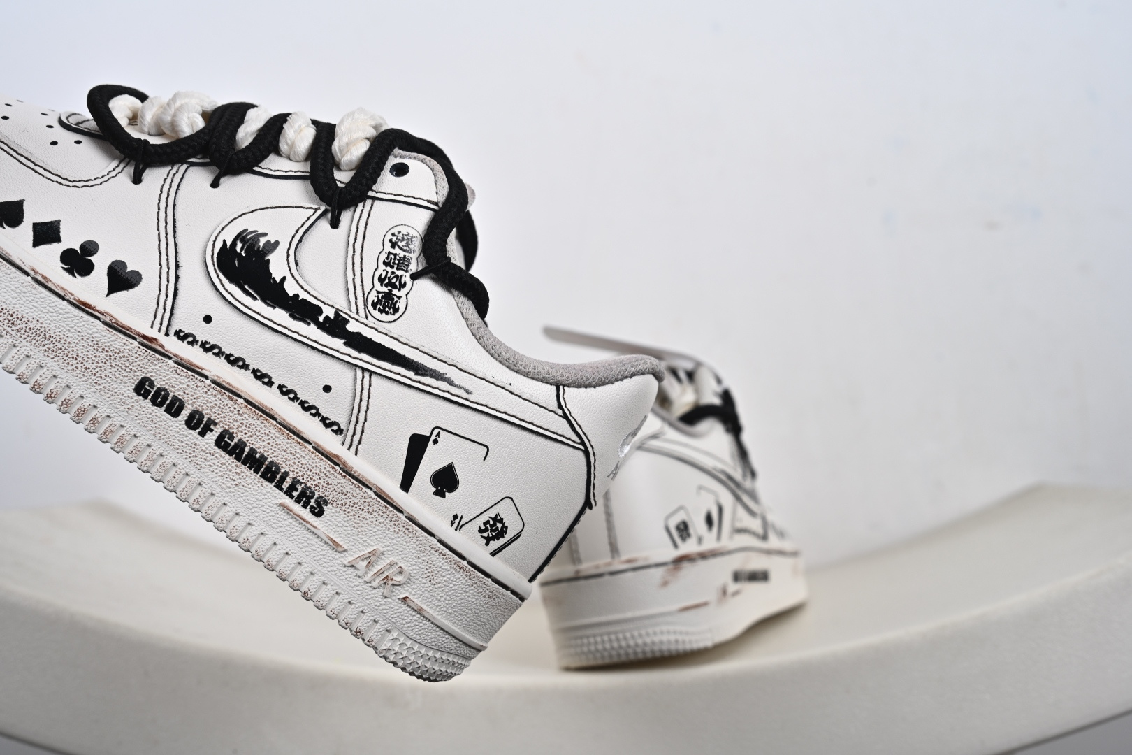 定制版手绘涂鸦“赌神底牌”Nike Air Force 1 “GOD OF GAMBLERS”空军一号定制板鞋 315122-313