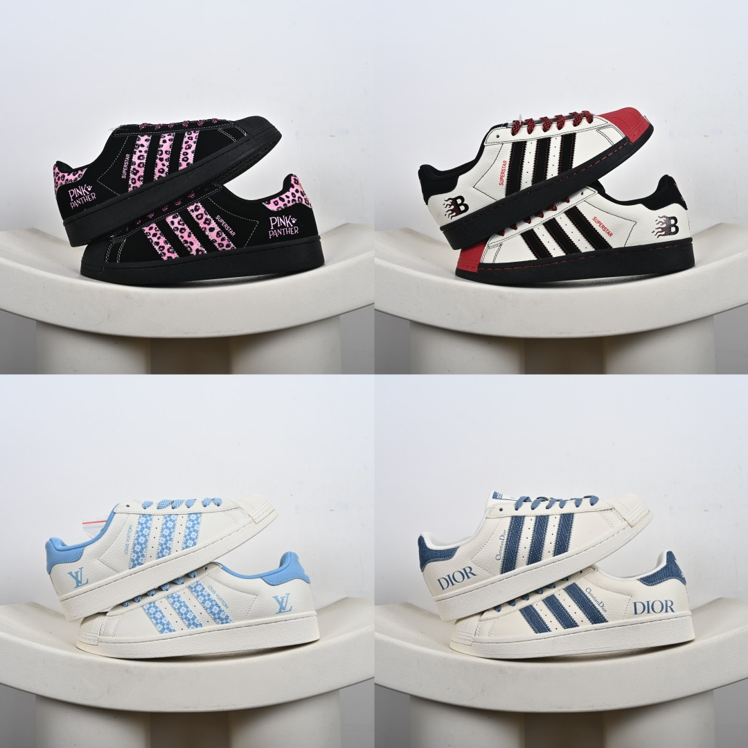 #合集💕
福利特价💰130支持放店‼️‼️‼️
AD Originals Superstar x Louis Vuitton 采用全新头层拼接皮革材质后跟采用特色3D立体印字 渠道正品订单 诠释市场最高工艺水平全鞋进口头层皮料打造区别市面普通真标版本，进出专柜无压力 
货号：AD8018、AD8021、AD8014、AD8010、
Size：36-45-F2-E0