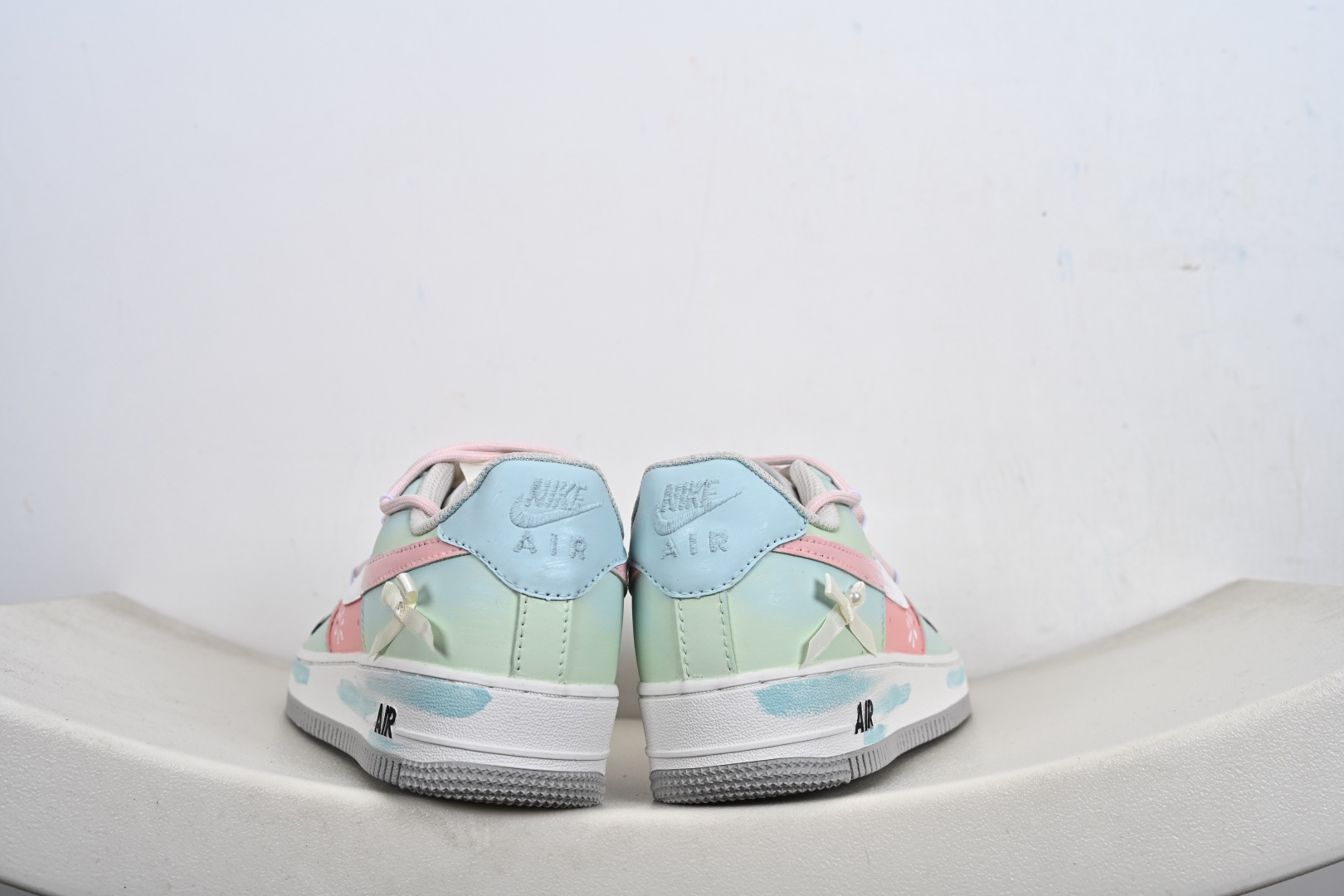 手绘涂鸦“粉樱薄荷”Nike Air Force 1 “Pink Cherry & Mint”空军一号定制板鞋 FB1839-818