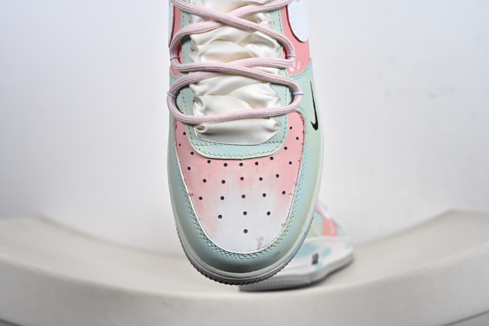 手绘涂鸦“粉樱薄荷”Nike Air Force 1 “Pink Cherry & Mint”空军一号定制板鞋 FB1839-818