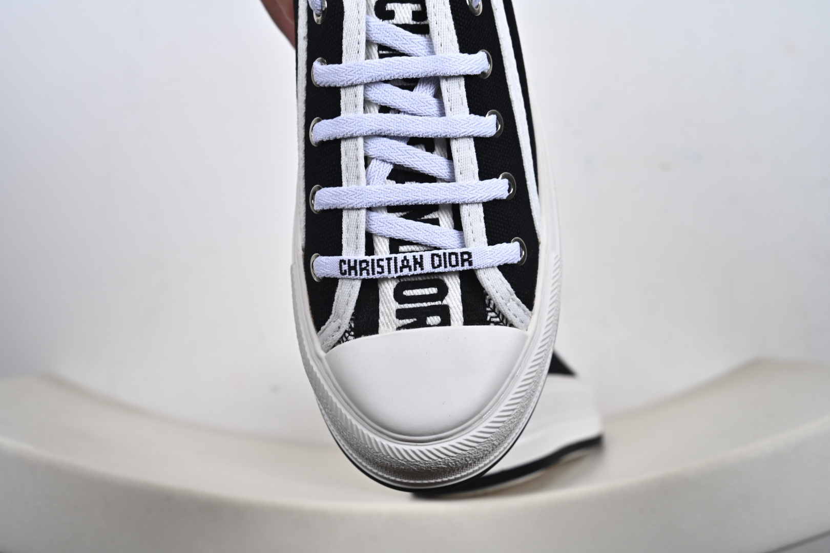 女鞋广东原产 法国高奢时装品牌-迪奥/Dior Walk'n'Dior Low 沃克系列低帮百搭增高休闲运动厚底板鞋“帆布岩石灰”KCK385OBE