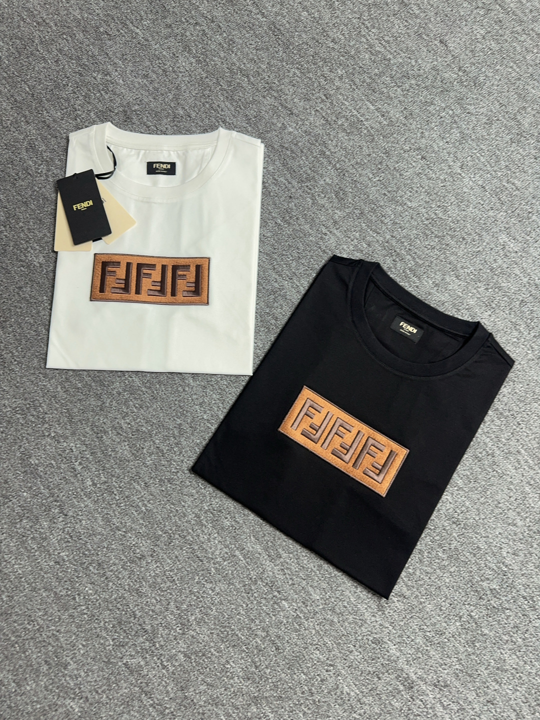 Fendi FF Logo Embroidered Crew Neck T-Shirt - High-Quality Cotton Tee
