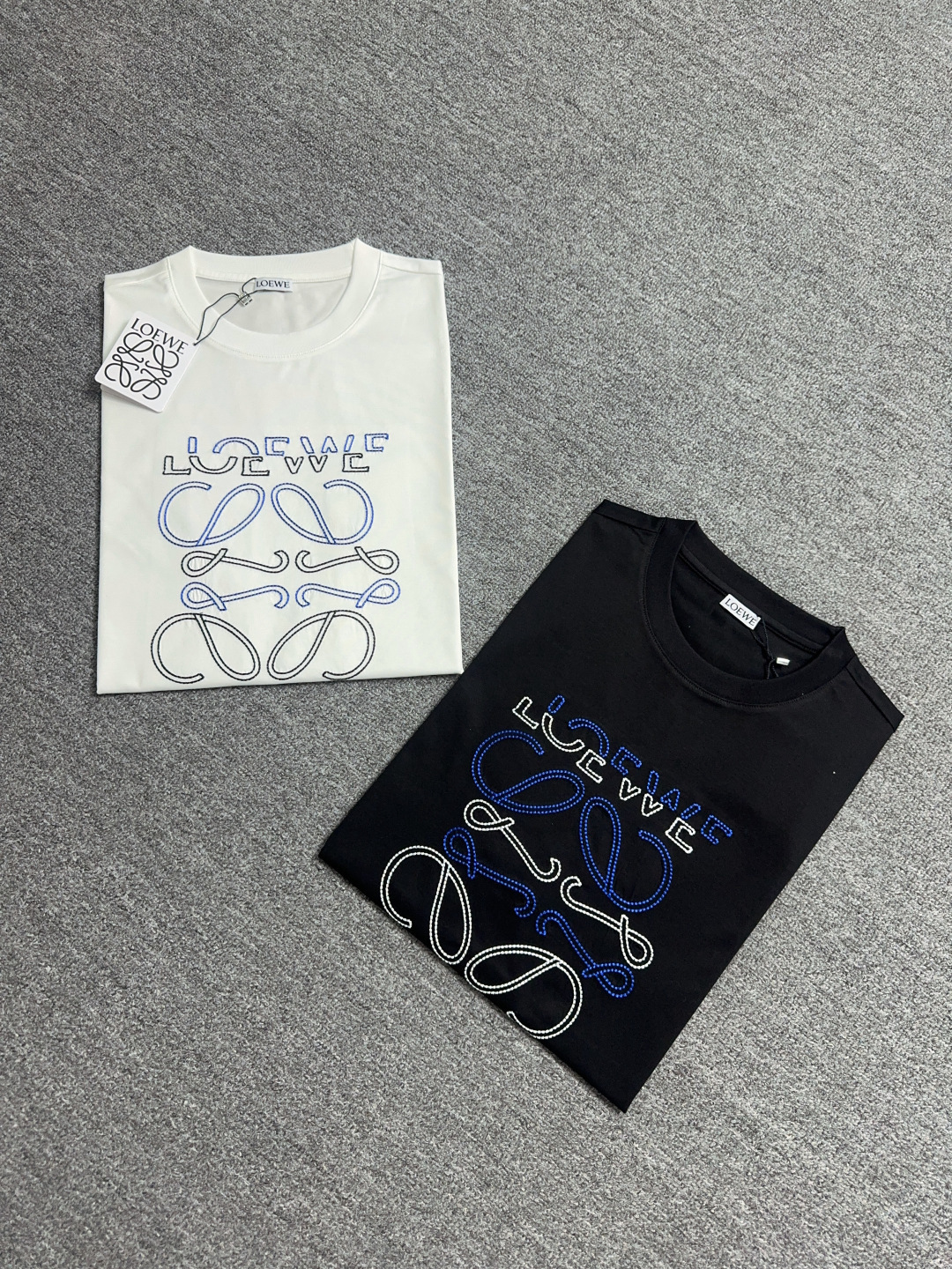 Loewe Embroidered Logo T-Shirt - Elegant Crew Neck, Custom Cotton, S-XXXL