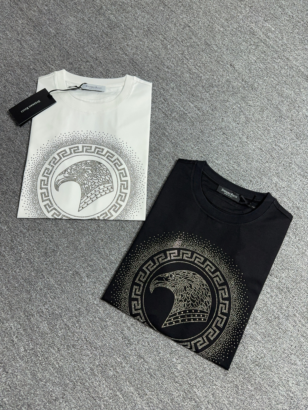 Stefano Ricci Spring Collection: Eagle Crystal Marker T-shirt with Silk-ray Cotton Fabric