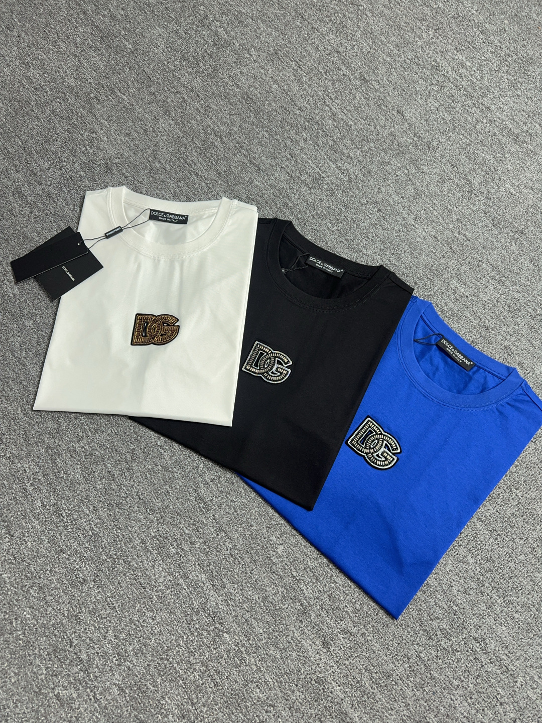 Dolce & Gabbana DG Embroidered Logo Cotton T-Shirt Crew Neck