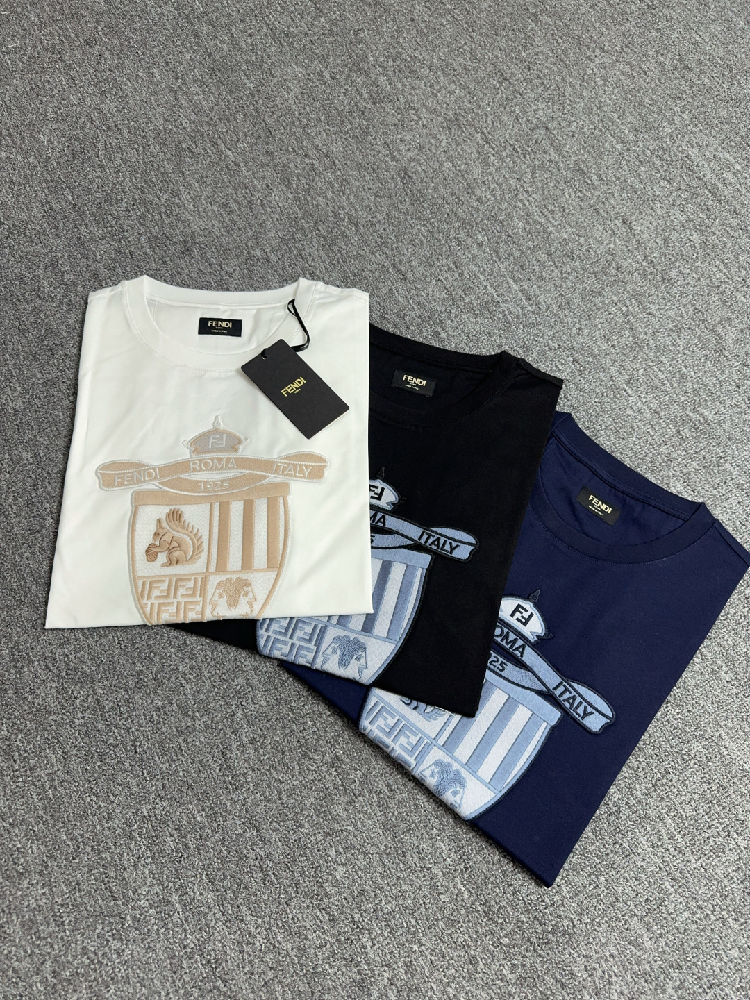 Fendi Club Shield Emblem Embroidered Short Sleeve T-Shirt - Spring/Summer '25