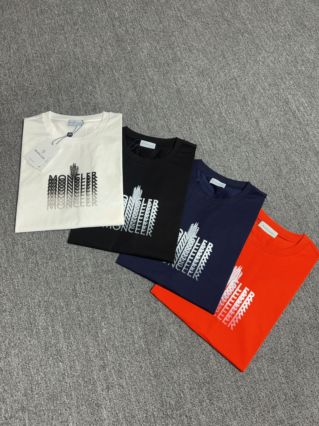 Moncler Men's Gradient Logo Print Crew Neck Short Sleeve T-Shirt