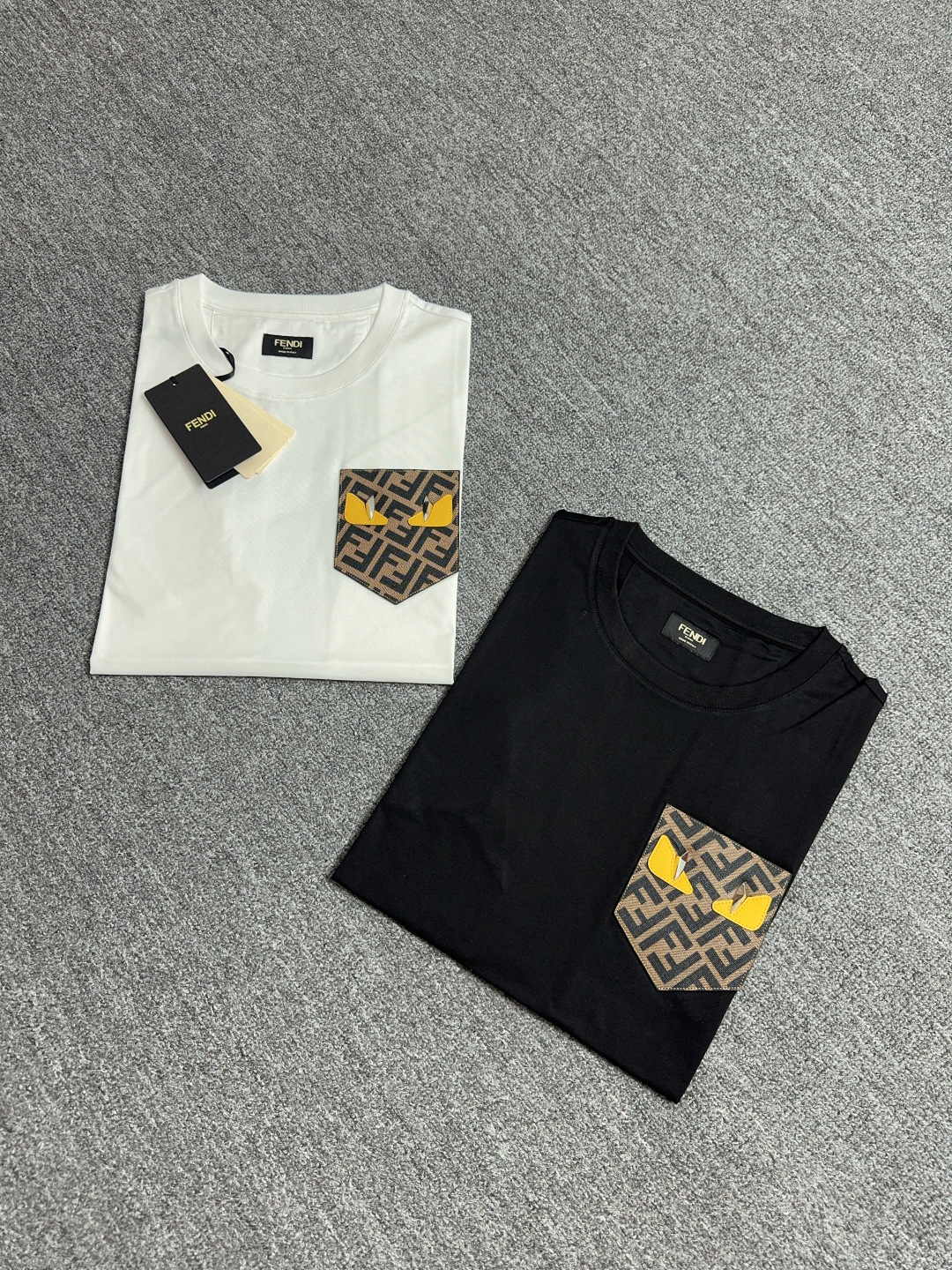 Fendi Monster Eye Patch Pocket Tee - Short Sleeve Crew Neck Cotton T-Shirt 2 cmp i1742810670596 7888 0 0