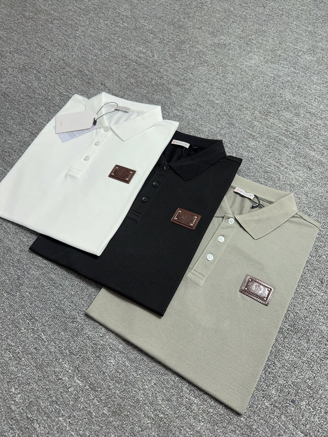 Moncler Men's Polo Shirt - Classic Fit, Soft Pique Cotton with Leather Logo Patch