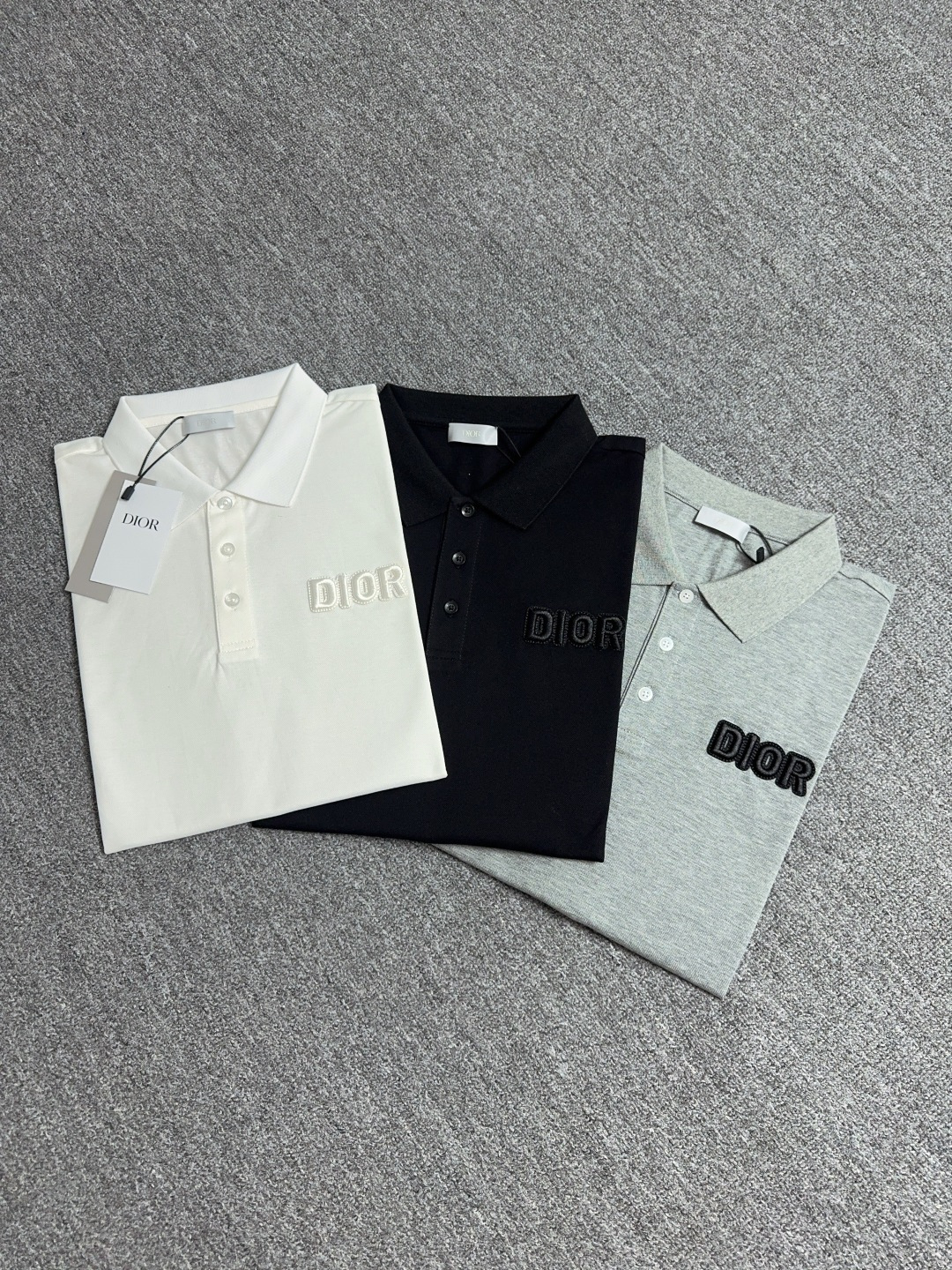 Dior Men's Casual Polo Shirt - 3D Embroidered Logo, Stylish and Comfortable