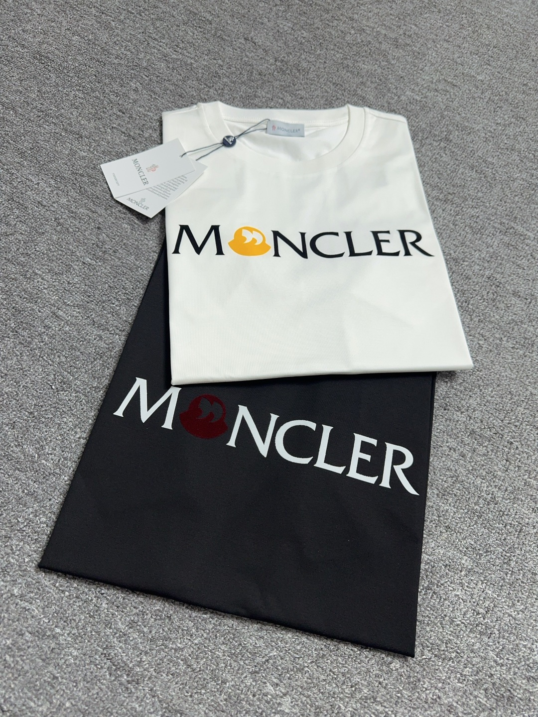 Moncler Men's Crew Neck T-Shirt with Flocked Logo - Premium Cotton Tee