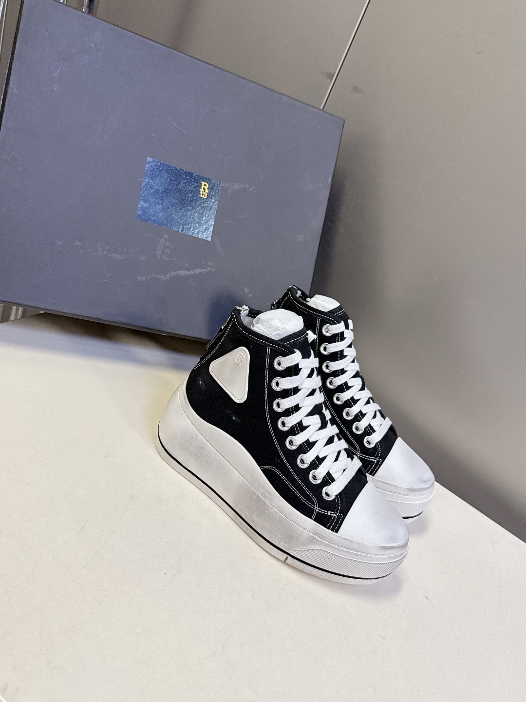 R13小众潮奢品牌最新经典厚底休闲鞋 高帮鞋