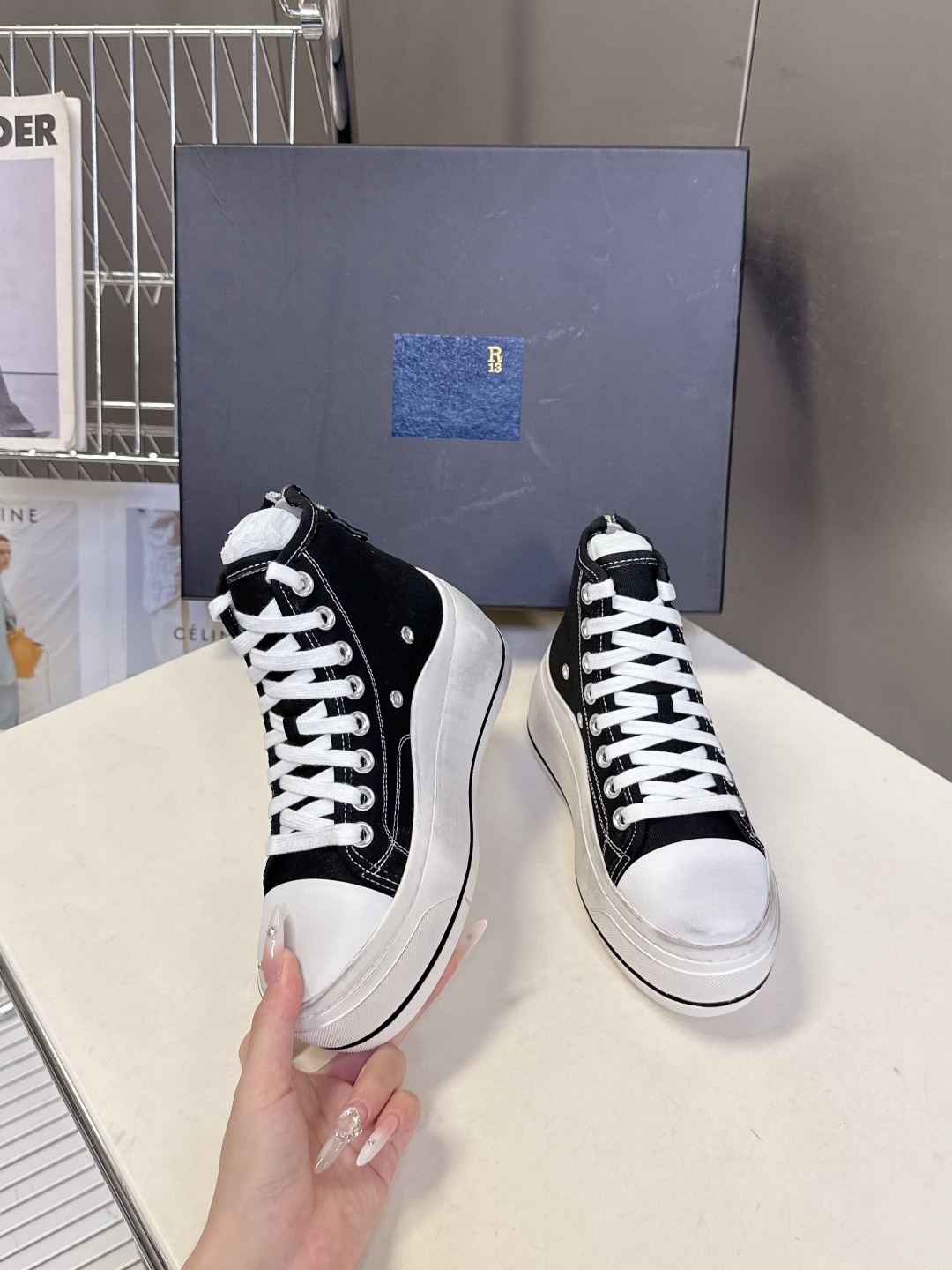 R13小众潮奢品牌最新经典厚底休闲鞋 高帮鞋