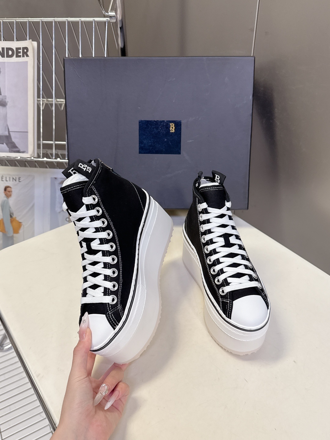 R13小众潮奢品牌最新经典厚底休闲鞋 高帮鞋