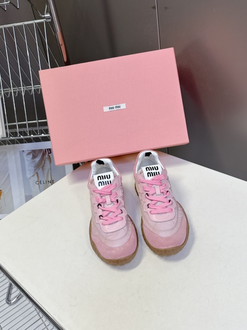 Miu Miu Women's Pink Canvas and Suede Low-Top Sneakers 1 Miu Miu Women's Pink Canvas and Suede Low-Top Sneakers