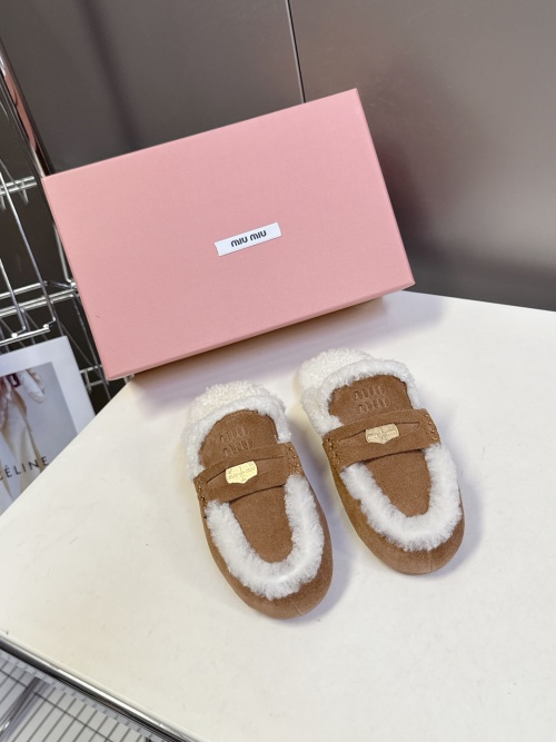 Miu Miu Women's Shearling-Lined Suede Loafers with Coin Detail 1 Miu Miu Women's Shearling-Lined Suede Loafers with Coin Detail
