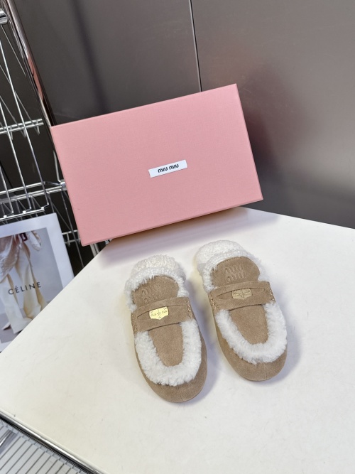 Miu Miu Women's Shearling-Lined Suede Loafers with Coin Detail 1 Miu Miu Women's Shearling-Lined Suede Loafers with Coin Detail