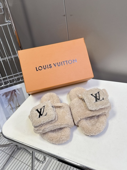 Louis Vuitton Shearling Slippers with Mini Bag Accent | Cozy & Chic 1 Louis Vuitton Shearling Slippers with Mini Bag Accent | Cozy & Chic